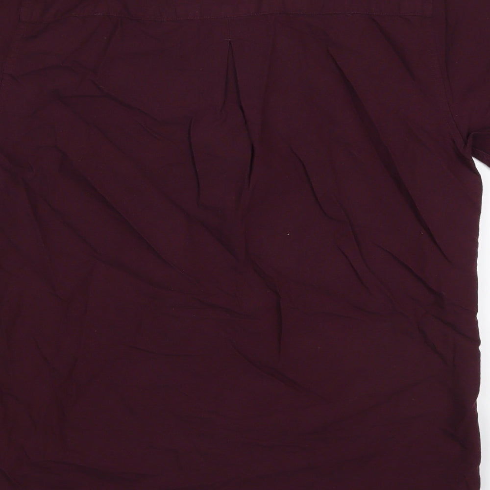 River Island Mens Red  Cotton  Button-Up Size S Collared Button - Burgundy