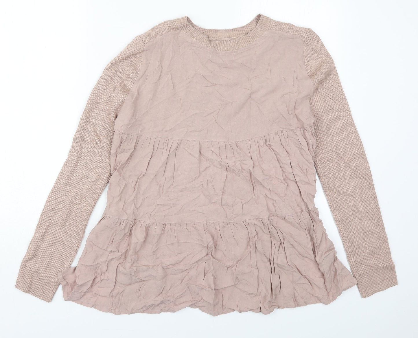Marks and Spencer Womens Pink Round Neck  Viscose Pullover Jumper Size 10