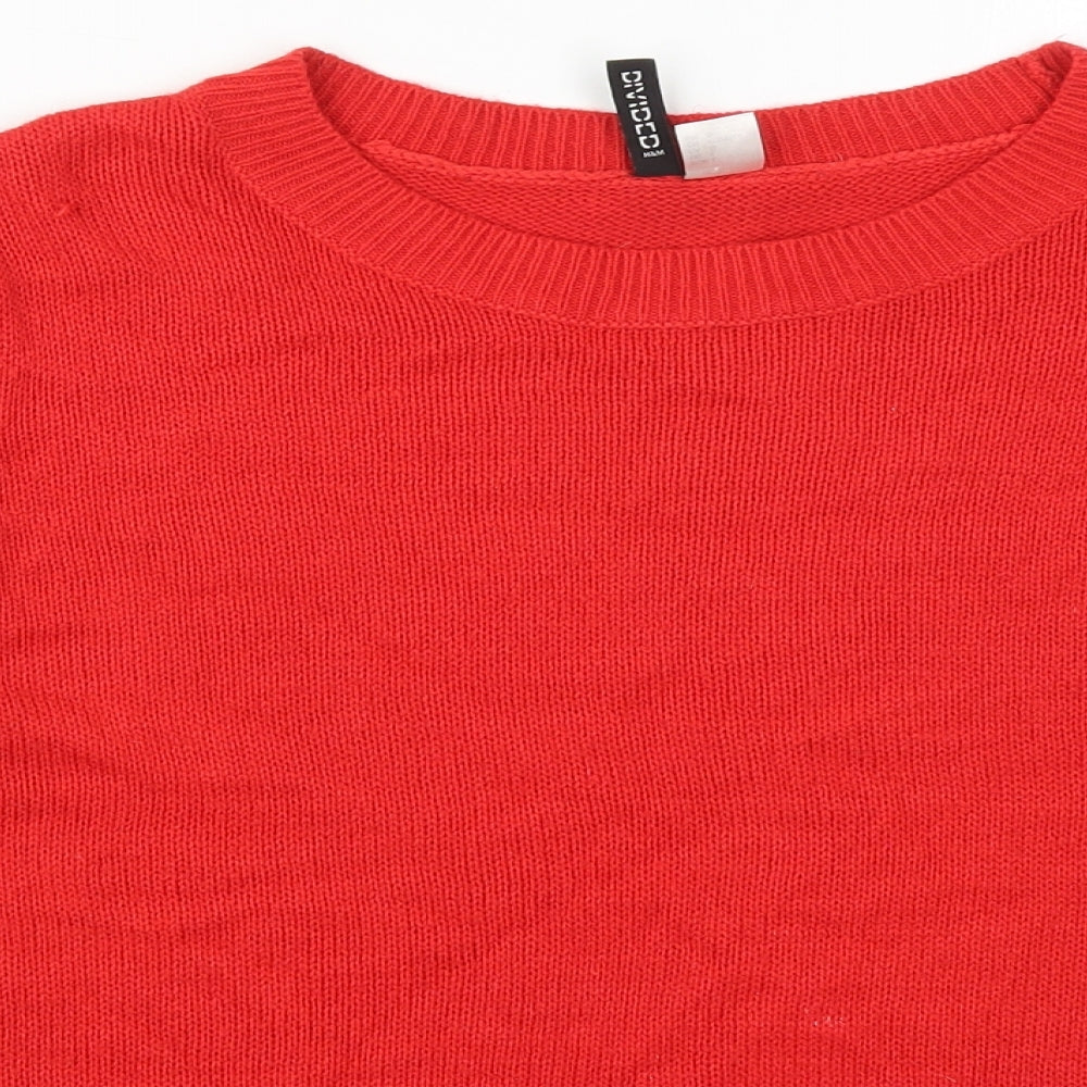 H&M Womens Red Round Neck  Acrylic Pullover Jumper Size L