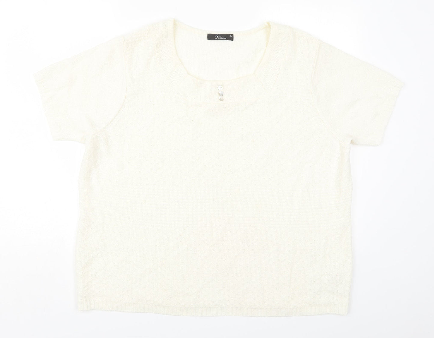 Bonmarché Womens Beige Round Neck  Acrylic Pullover Jumper Size XL