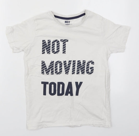 Matalan Boys White  Cotton Basic T-Shirt Size 10-11 Years Crew Neck Pullover - Not Moving Today