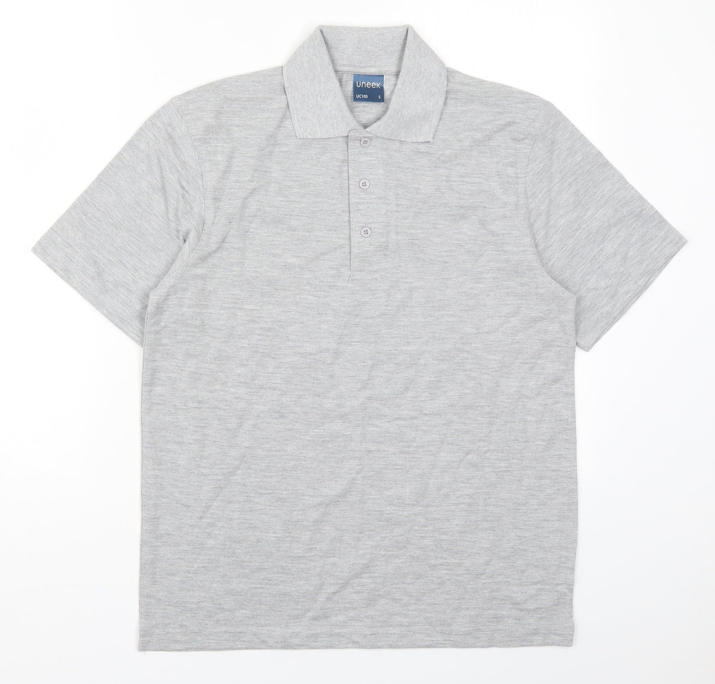 Uneek Mens Grey  Polyester  Polo Size S Collared Pullover
