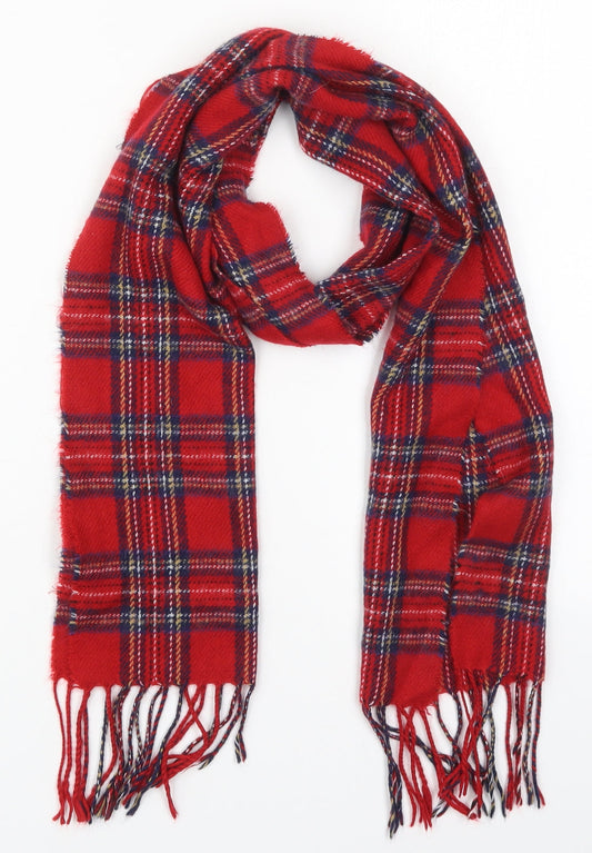 Preworn Womens Red Check Acrylic  Scarf