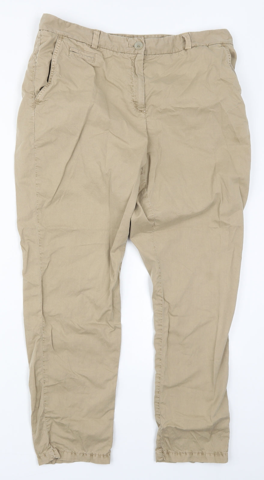 Marks and Spencer Womens Beige  Cotton Rain Trousers Trousers Size 14 L28 in Regular Button