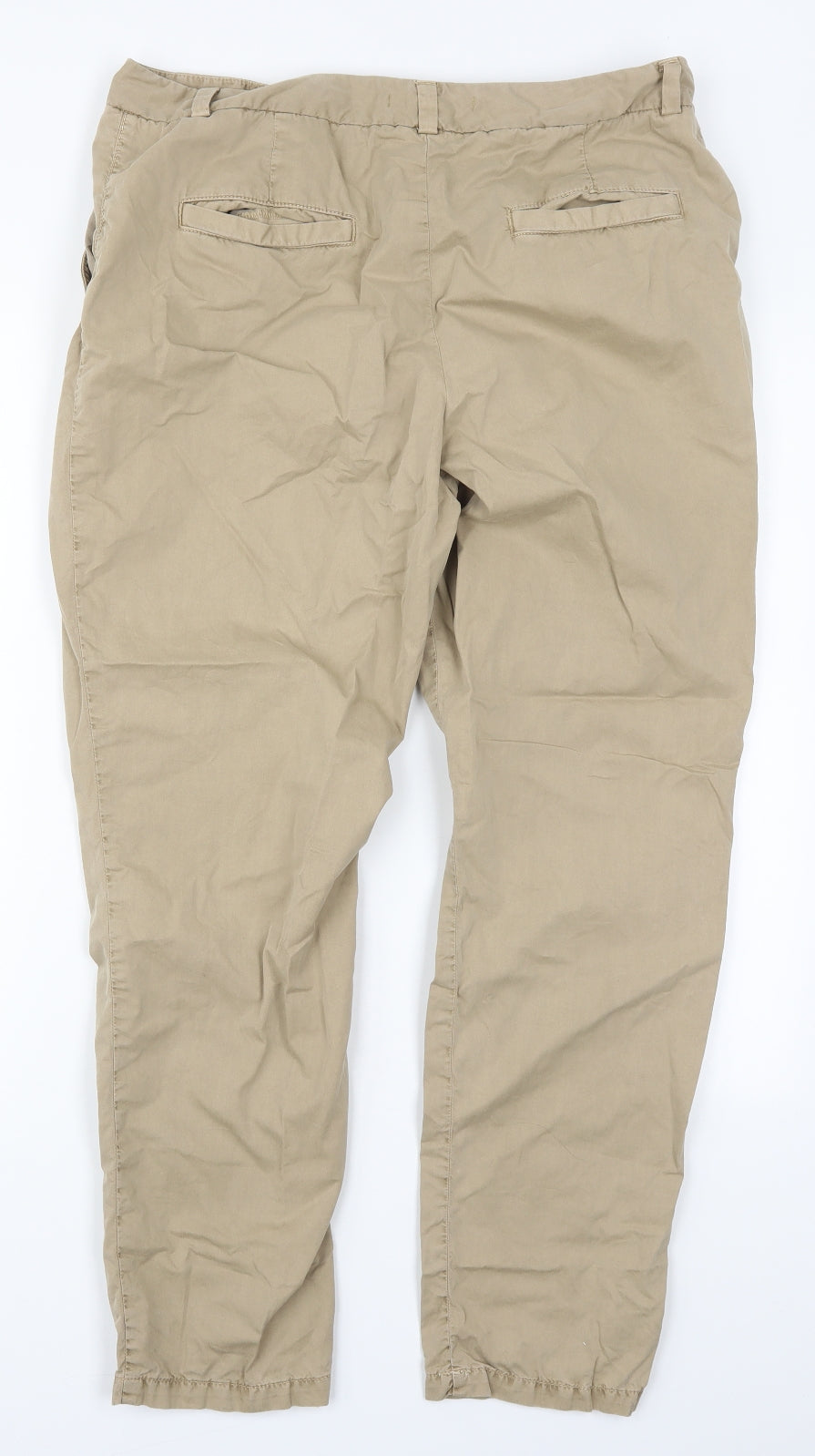 Marks and Spencer Womens Beige  Cotton Rain Trousers Trousers Size 14 L28 in Regular Button