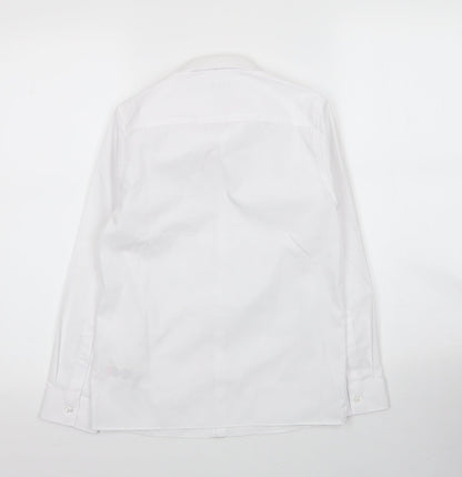 Marks & Spencer Girls White  Cotton Basic Button-Up Size 10-11 Years Collared Button