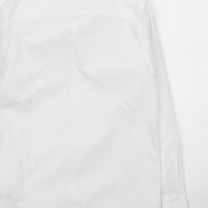 Marks & Spencer Girls White  Cotton Basic Button-Up Size 10-11 Years Collared Button