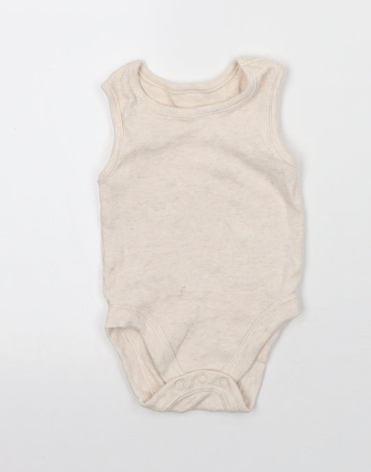 George Baby Beige  Cotton Babygrow One-Piece Size 3-6 Months  Snap