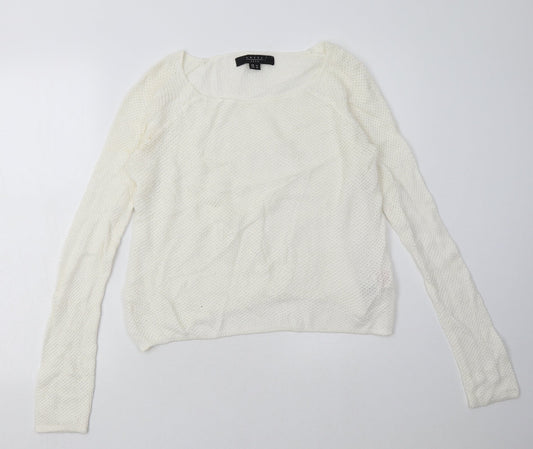 amara Womens White  Cotton Pullover Sweatshirt Size 12  Pullover
