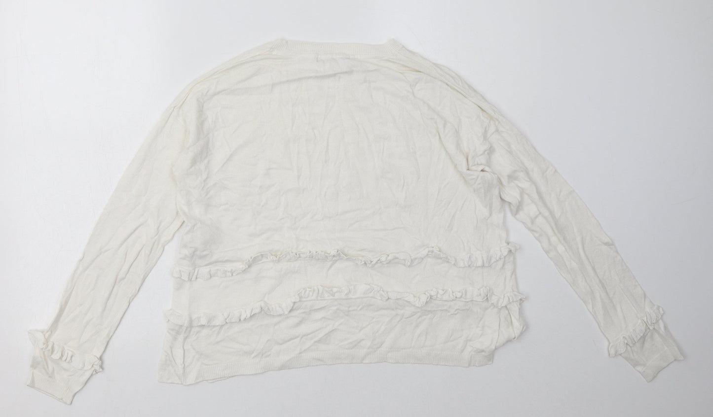 Marks and Spencer Womens White  Viscose Pullover Sweatshirt Size 12  Pullover