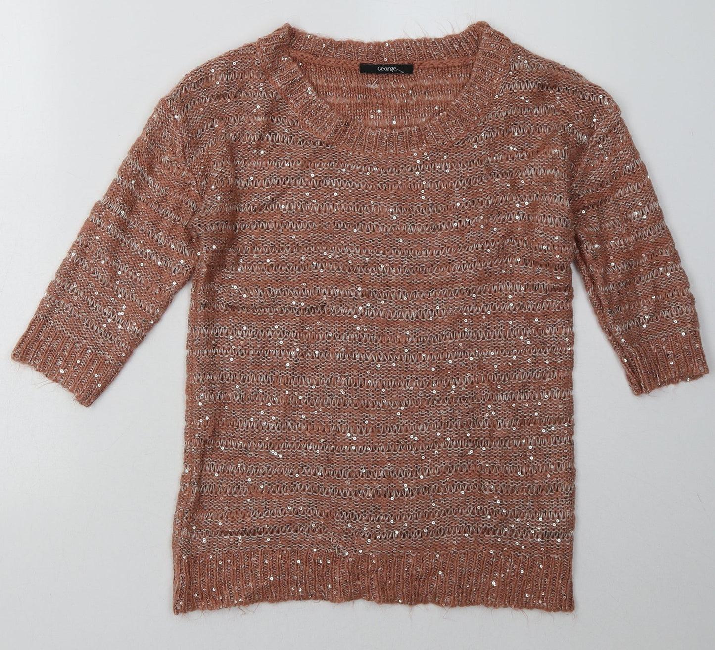 George Womens Pink  Acrylic Pullover Sweatshirt Size 8  Pullover - Sequin Detail