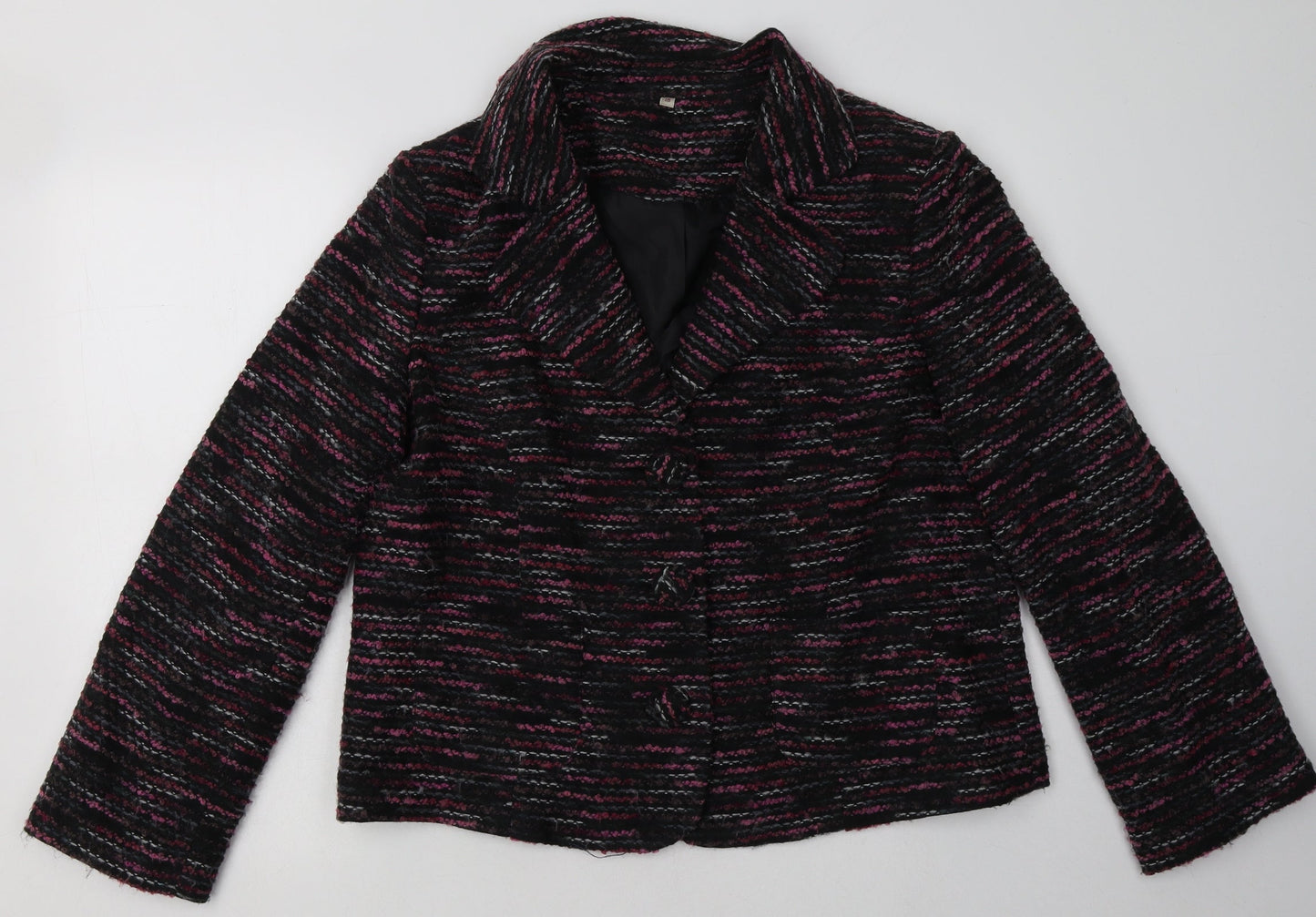 EWM Womens Pink Geometric  Jacket Blazer Size 16  Button