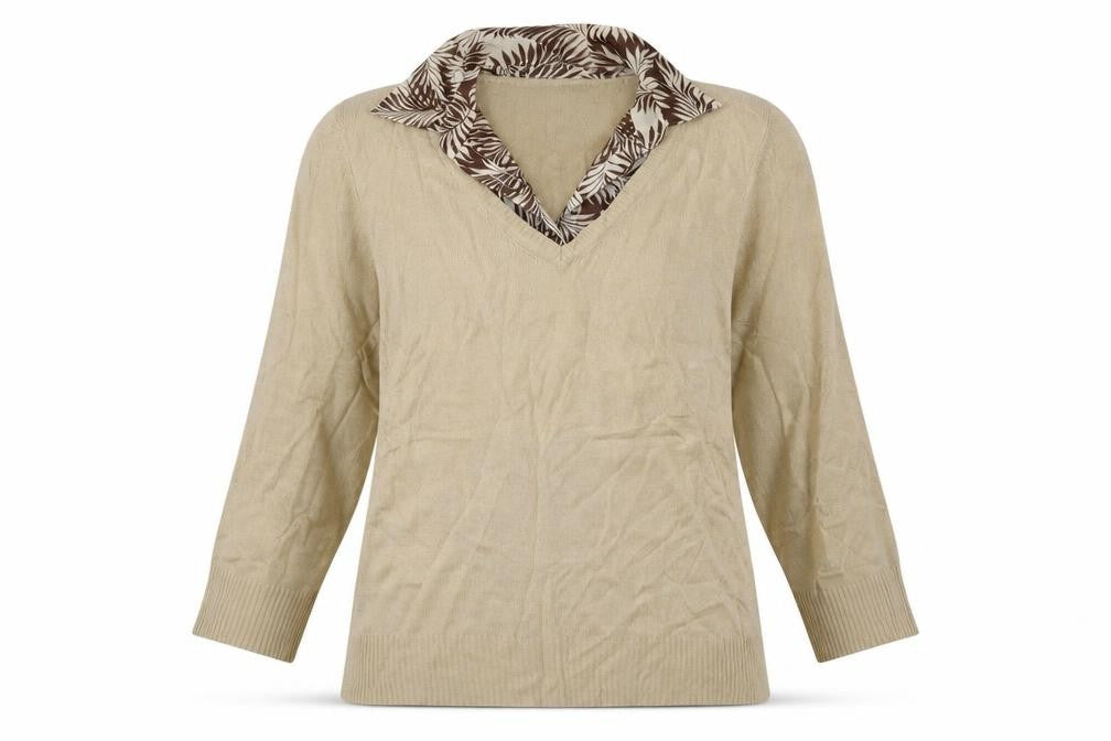 Debenhams Womens Brown Geometric Acrylic Pullover Sweatshirt Size 14  Button
