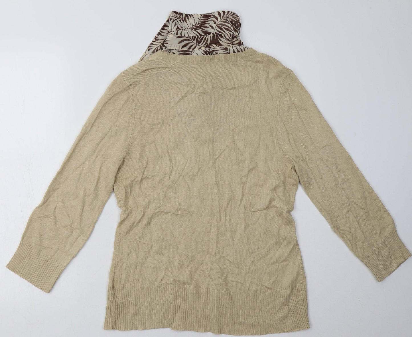 Debenhams Womens Brown Geometric Acrylic Pullover Sweatshirt Size 14  Button