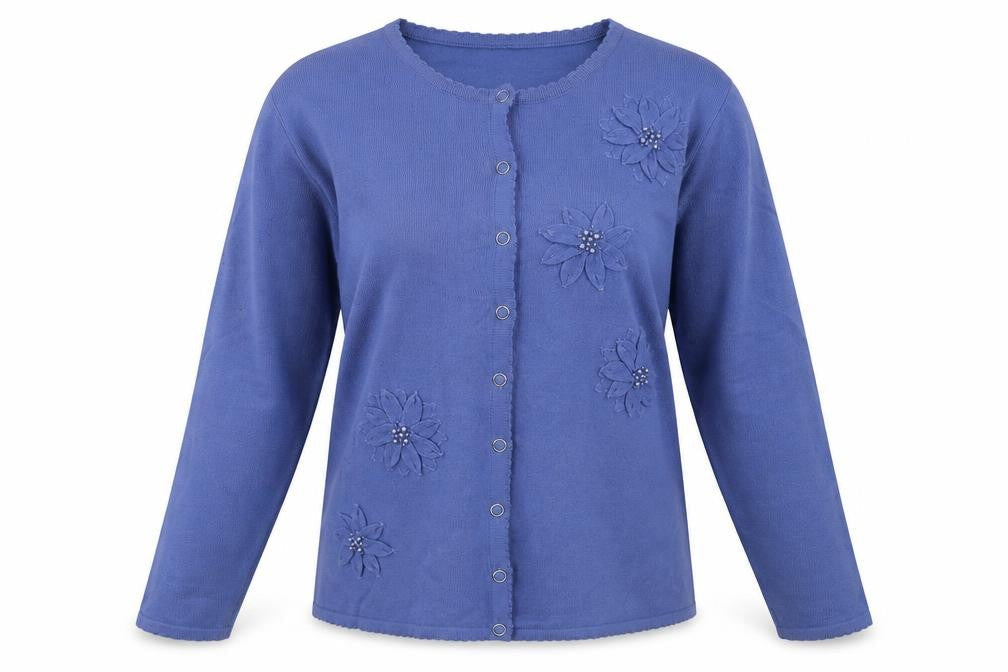 donna lewis Womens Purple Floral Acrylic Pullover Sweatshirt Size L  Pullover