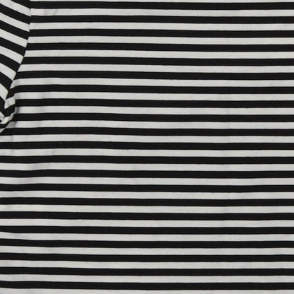 Peacocks Girls Black Striped Polyester Basic Casual Size 4-5 Years Crew Neck Pullover