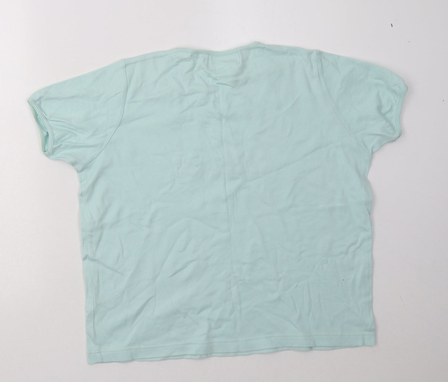 Holmewood Womens Blue Floral Cotton Basic T-Shirt Size M Crew Neck