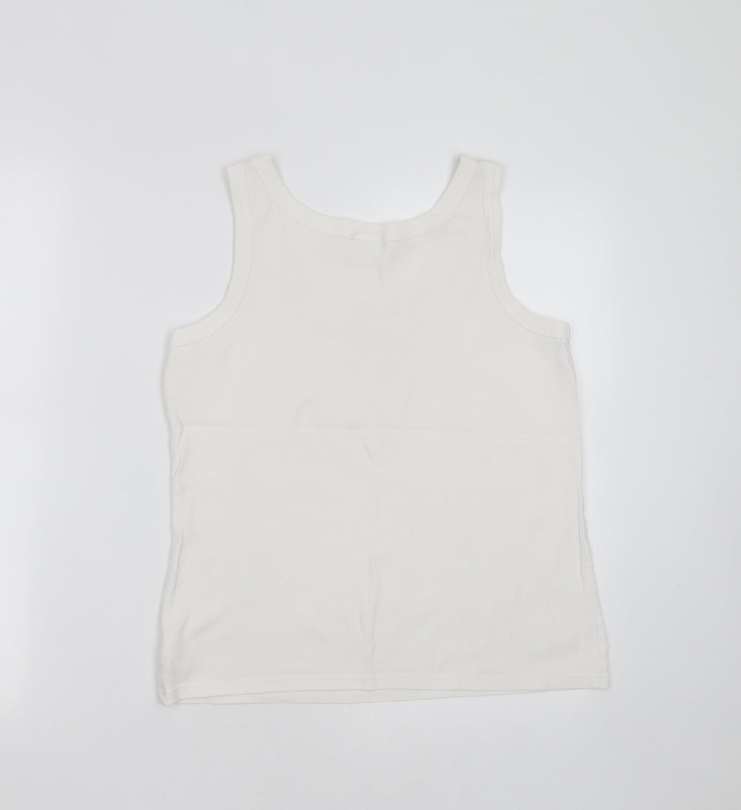 NEXT Womens White  Cotton Basic Tank Size 16 Round Neck