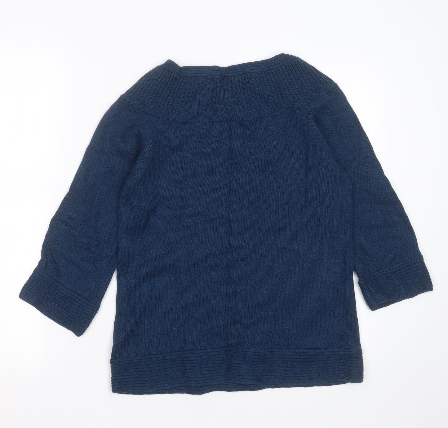 Marks and Spencer Womens Blue Round Neck  Cotton Pullover Jumper Size 10