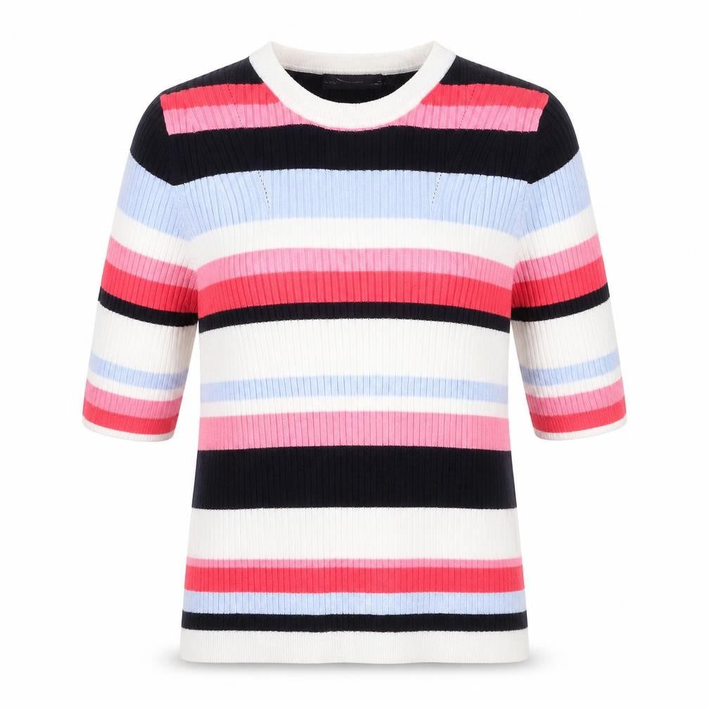 Marks & Spencer Womens Multicoloured Round Neck Striped Viscose Pullover Jumper Size 16