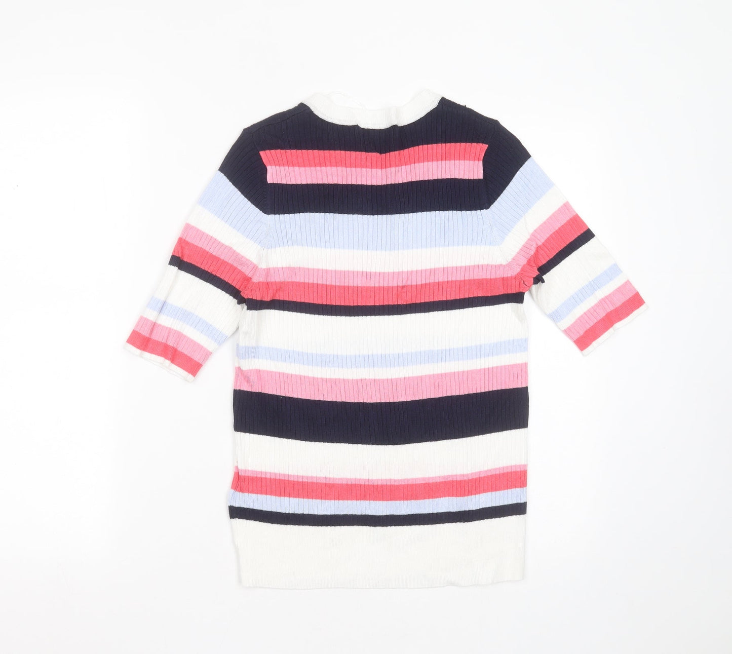 Marks and Spencer Womens Multicoloured Round Neck Striped Viscose Pullover Jumper Size 16
