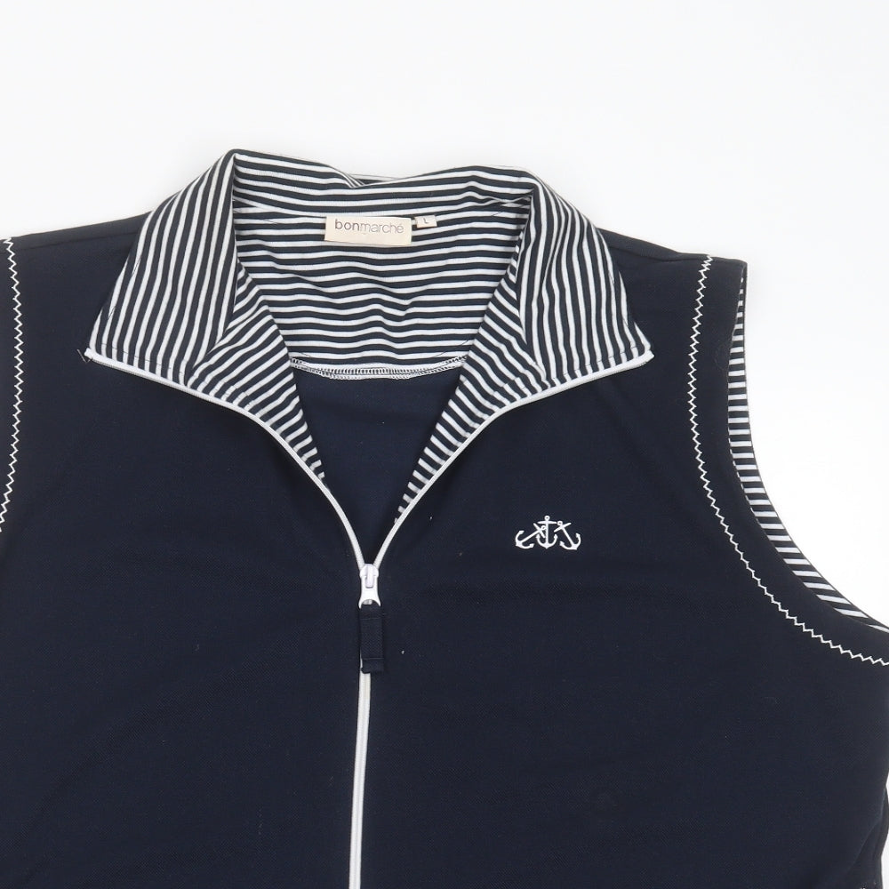 Bonmarché Womens Blue High Neck  Polyester Cardigan Jumper Size L