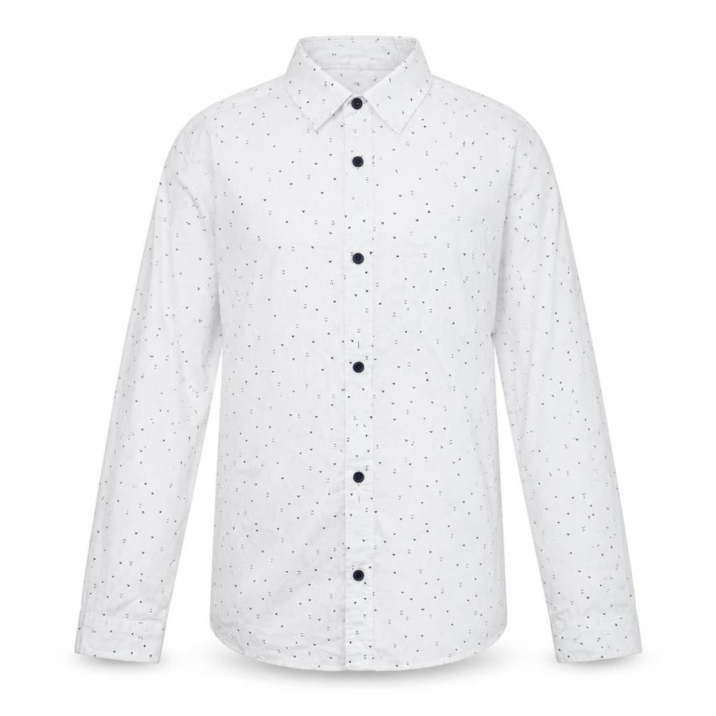 Primark Boys White Geometric Cotton Basic Button-Up Size 10-11 Years Collared Button