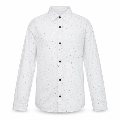 Primark Boys White Geometric Cotton Basic Button-Up Size 10-11 Years Collared Button