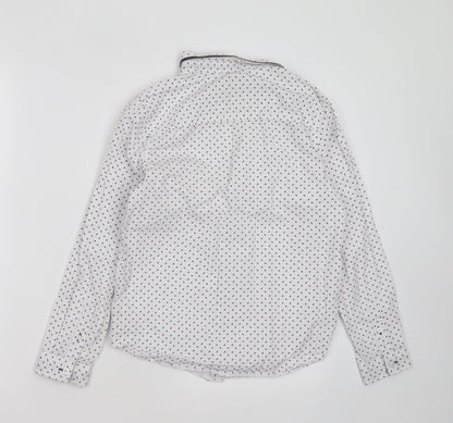 Preloved F&F Boys White Geometric Cotton Basic Button-Up Size 10-11 Years Collared Button - Back