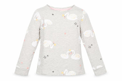 F&F Girls Grey Solid Cotton Top Pyjama Top Size 5-6 Years