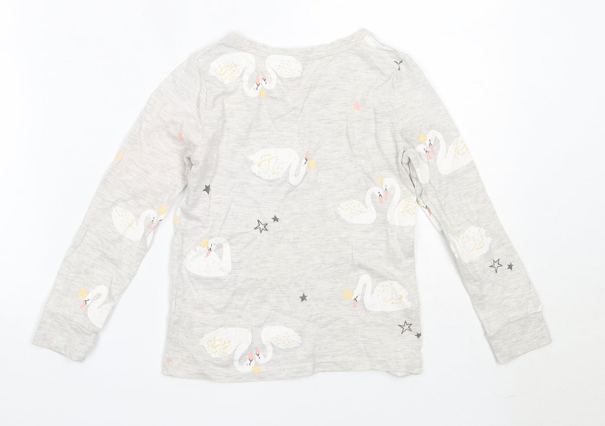 F&F Girls Grey Solid Cotton Top Pyjama Top Size 5-6 Years