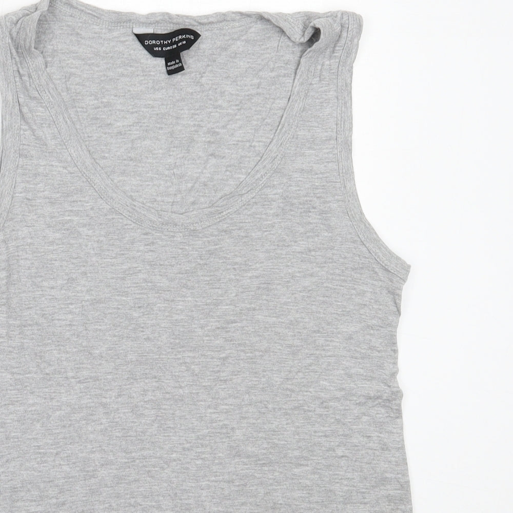 Dorothy Perkins Womens Grey  Viscose Basic Tank Size 10 Round Neck