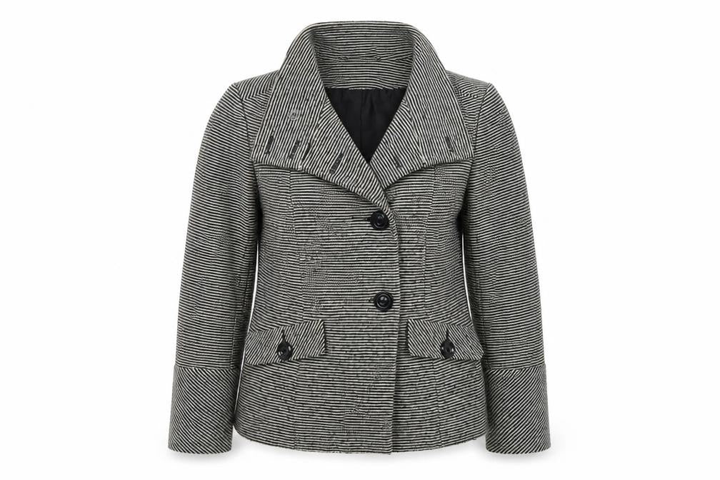 BHS Womens Multicoloured Striped  Overcoat Coat Size 12