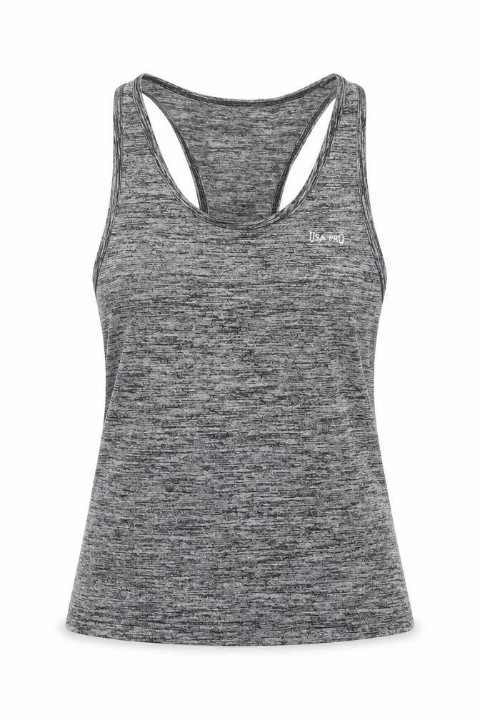 USA Pro Womens Grey  Nylon Basic Tank Size 6 Round Neck