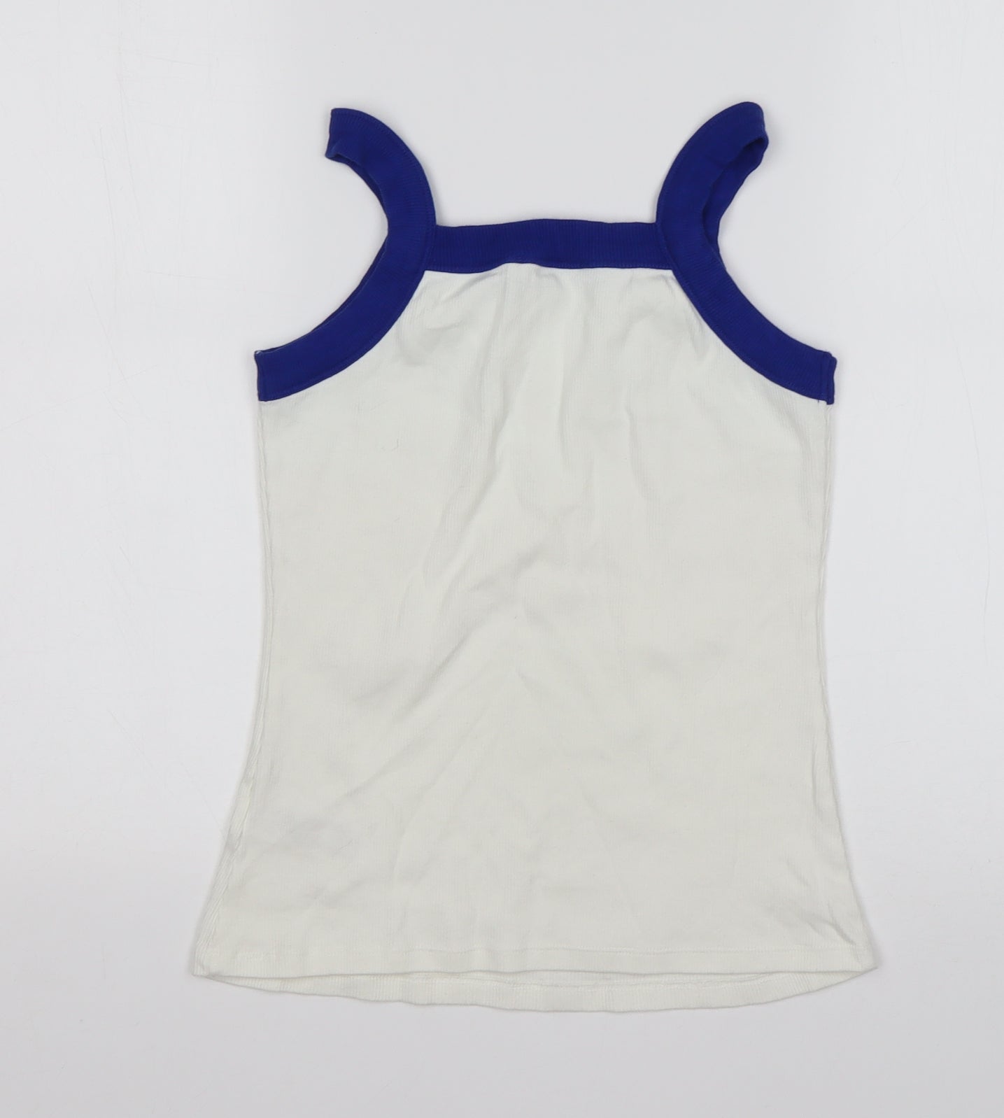 M&S Girls White  Cotton Basic Tank Size 12-13 Years Square Neck