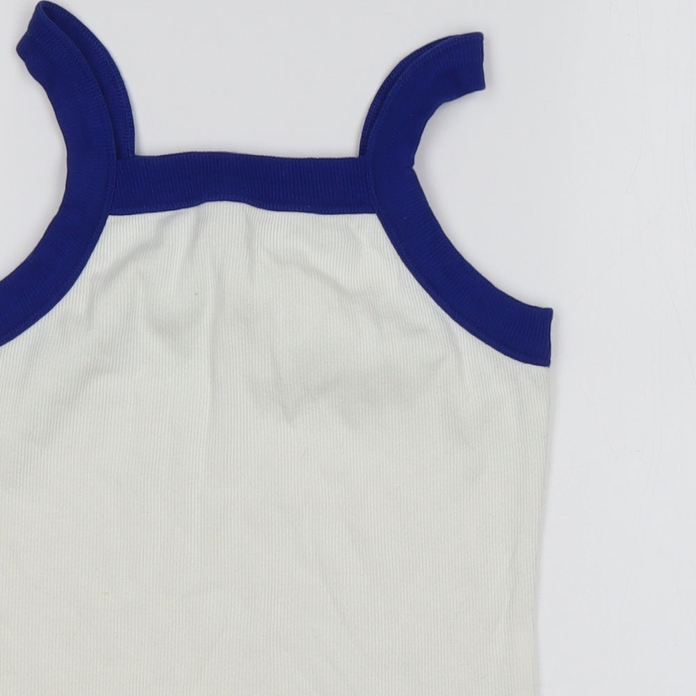M&S Girls White  Cotton Basic Tank Size 12-13 Years Square Neck