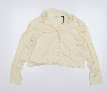 Preloved Jack Wills Womens Beige  Viscose Basic Button-Up Size 10 Collared - Front