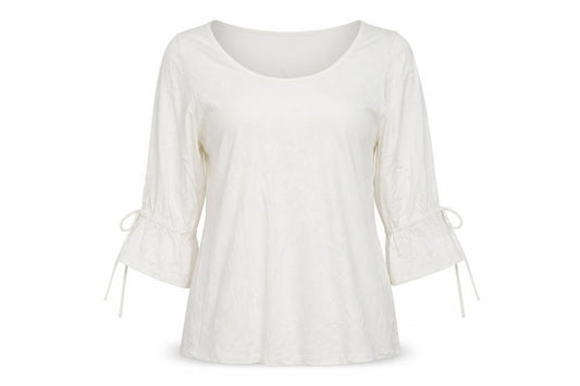 Lands End Womens White  Elastane Basic T-Shirt Size M Round Neck