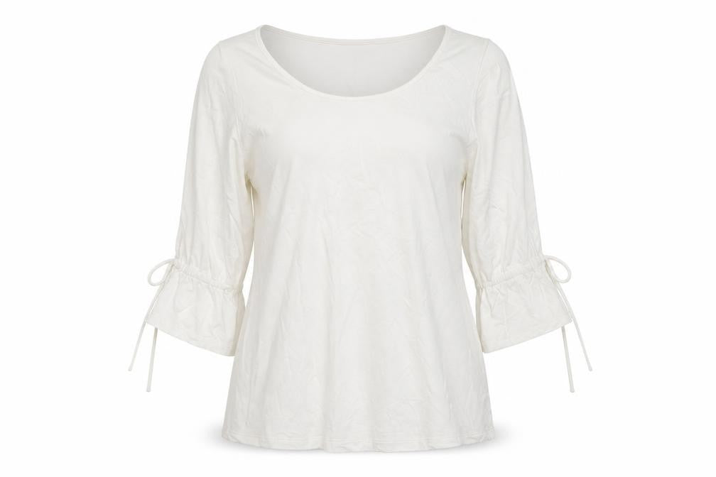 Lands End Womens White  Elastane Basic T-Shirt Size M Round Neck