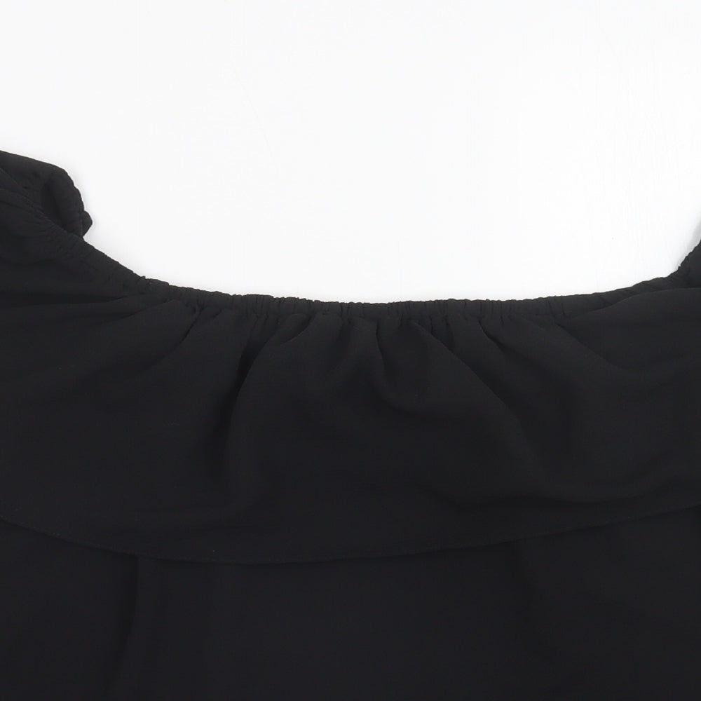 Dorothy Perkins Womens Black  Polyester Basic Blouse Size 10 Off the Shoulder