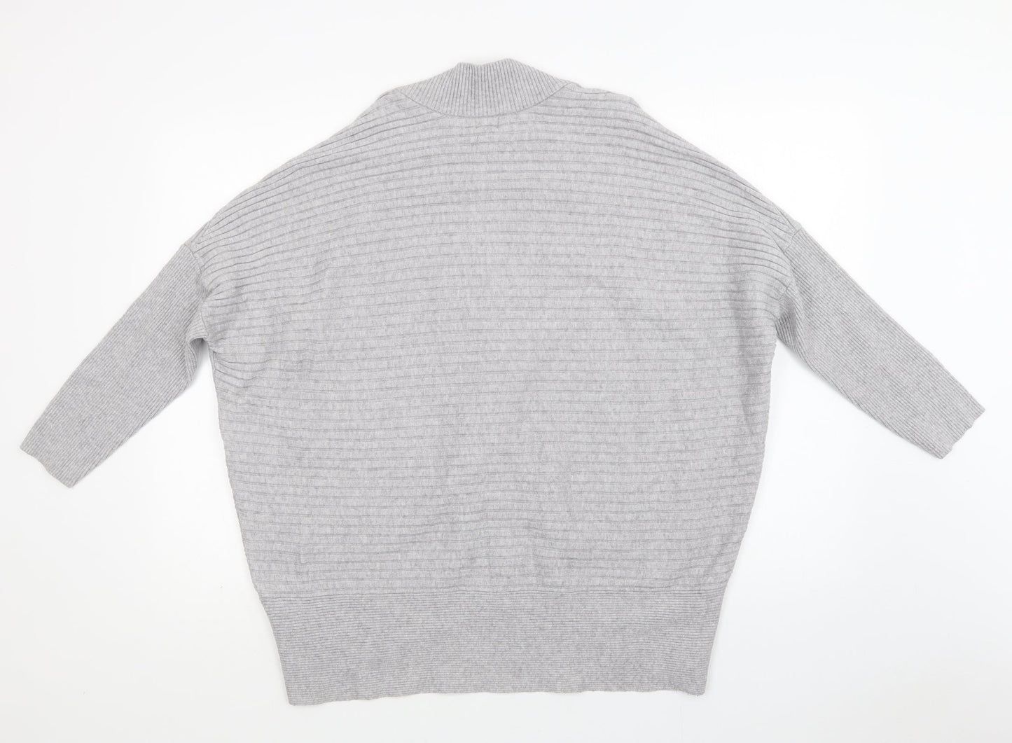 River Is Womens Grey V-Neck  Viscose Pullover Jumper Size M
