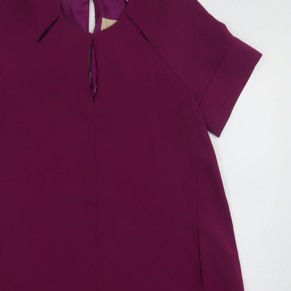 Phase Eight Womens Purple  Polyester A-Line  Size 10  Round Neck Button