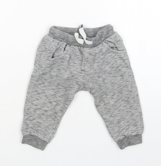 F&F Baby Grey  Cotton Jogger Trousers Size 6-9 Months  Drawstring