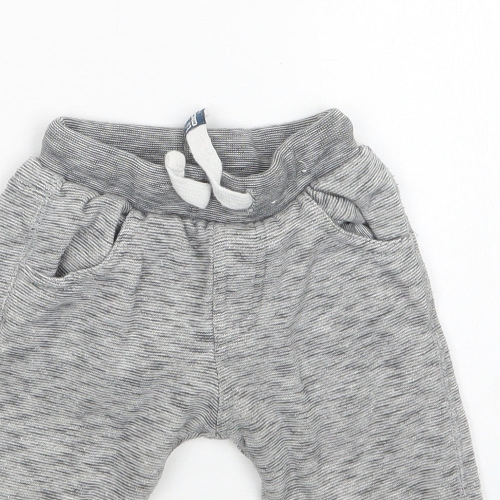 F&F Baby Grey  Cotton Jogger Trousers Size 6-9 Months  Drawstring