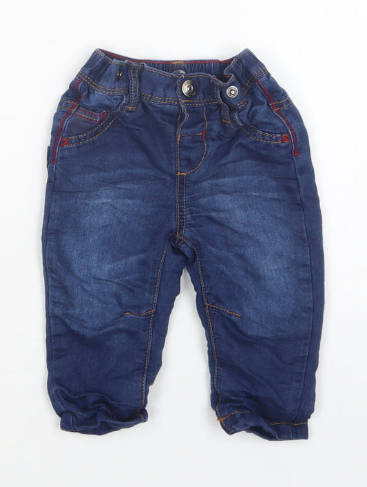 Nutmeg Baby Blue  Cotton Jogger Trousers Size 6-9 Months  Snap