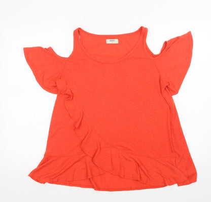 Papaya Womens Red   Basic Blouse Size 12 Scoop Neck - Cold Shoulder