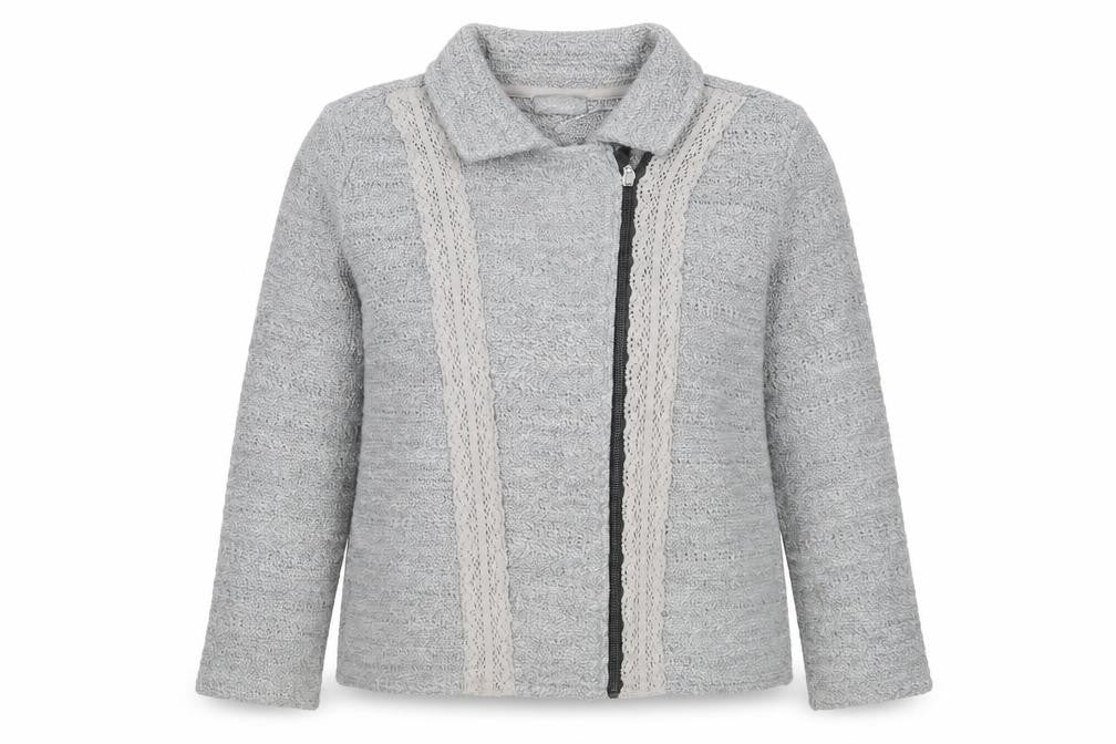 Per Una Womens Grey Round Neck  Acrylic Full Zip Jumper Size M