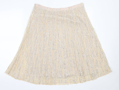 Preloved Together Womens Beige  Polyester Flare Skirt Size 16 - Front