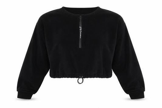 Boohoo Womens Black  Polyester Henley Sweatshirt Size M