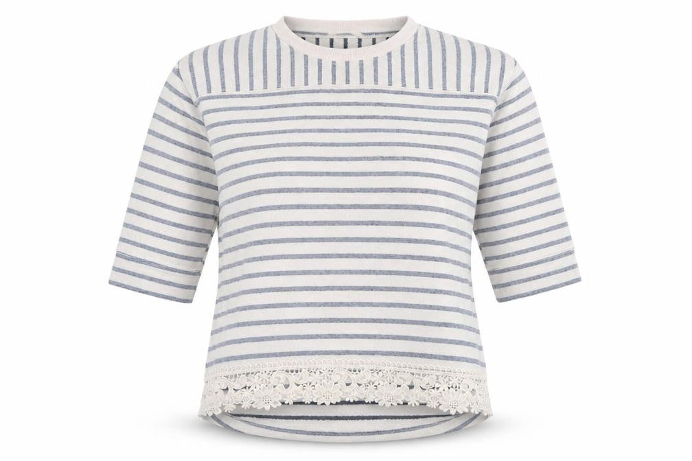 George Womens Ivory Round Neck Striped Polyester Pullover Jumper Size 14